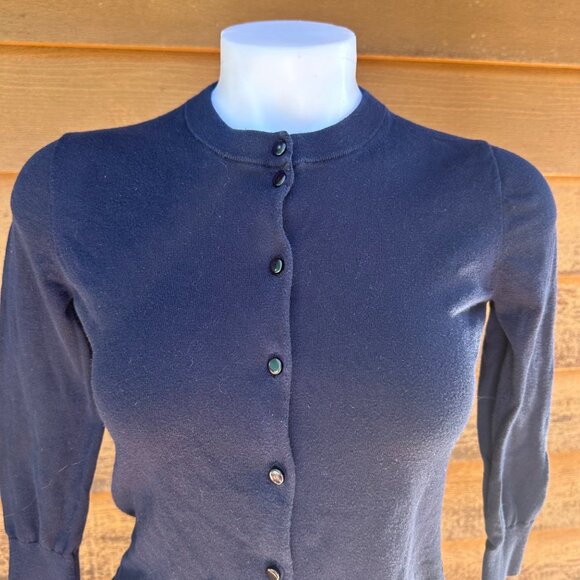 Vintage J.Crew Clare Cardigan Navy Blue Womens Size S 100% Cotton Button-Up Knit - Picture 4 of 10